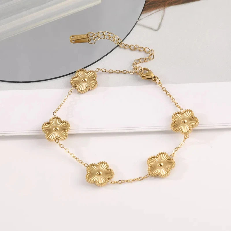 RAKOL-Bracelet Simple en Acier Inoxydable pour Femme, Fleur de Prunier localité, Tempérament, Cadeau Bijoux 03 Jours de Travail, 304L