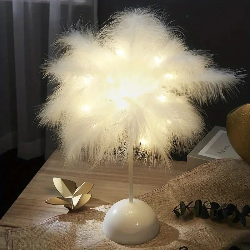 Lampe de table LED au design plume pour enfants, alimentée par batterie, portable et idéale pour une décoration de chambre à coucher pour toutes les occasions, 1 pièce
