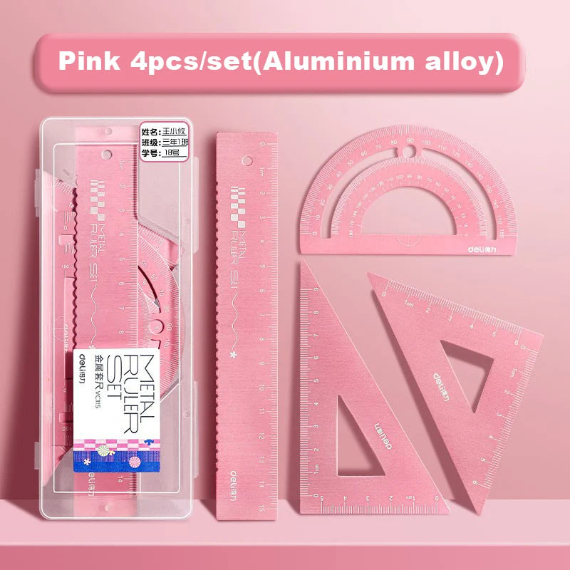 Ensemble de papeterie en alliage d'aluminium multifonctionnel combinaison règle Triangle rapporteur alliage dessin cadeau