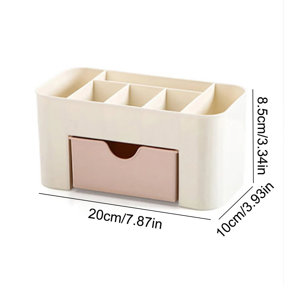 LULAA Nail Art Organizer Desktop Drawer Cosmetic Storage Box Makeup Brush Organizer Box Jewelry Lipstick Mask Compartment