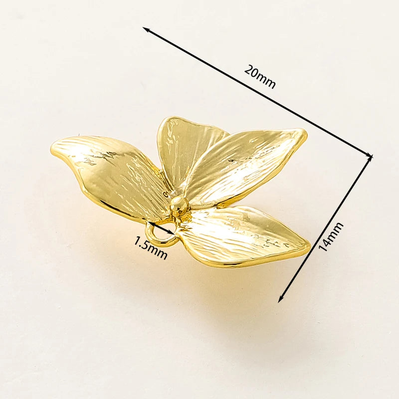 Accessoires de pendentif délicats, couleur or 14K/18K, feuille de laiton plaqué argent, fournitures de fabrication de bijoux, 6 pièces