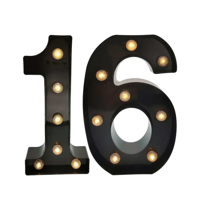 2 pièces 18 21st 30th 40th 50th 60th noir numéro LED chaîne veilleuse lampe joyeux adulte anniversaire fête décoration