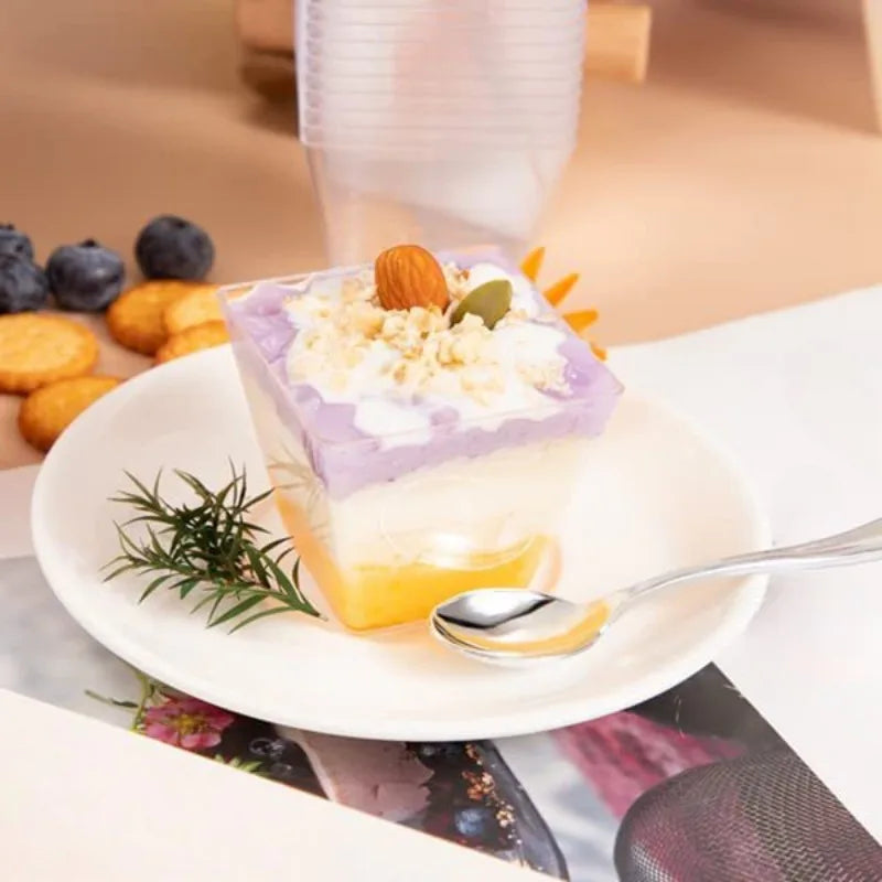 Gobelets à Dessert jetables transparents de 60ml, Mini tasses trapézoïdales, conteneurs pour desserts de fête de Restaurant, crème glacée, 10/20 pièces.