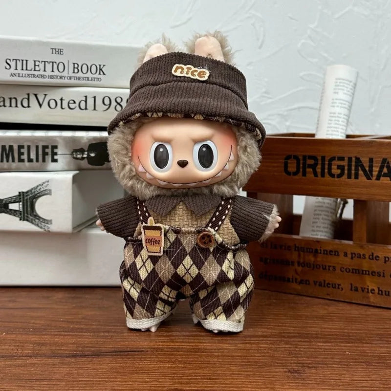 Costume de poupée Labubu mignon 17 Cm, vêtements Labubu, Figurines revêtues de caoutchouc, salopette, robes pour bébé, tenues d'été, cadeau de vacances