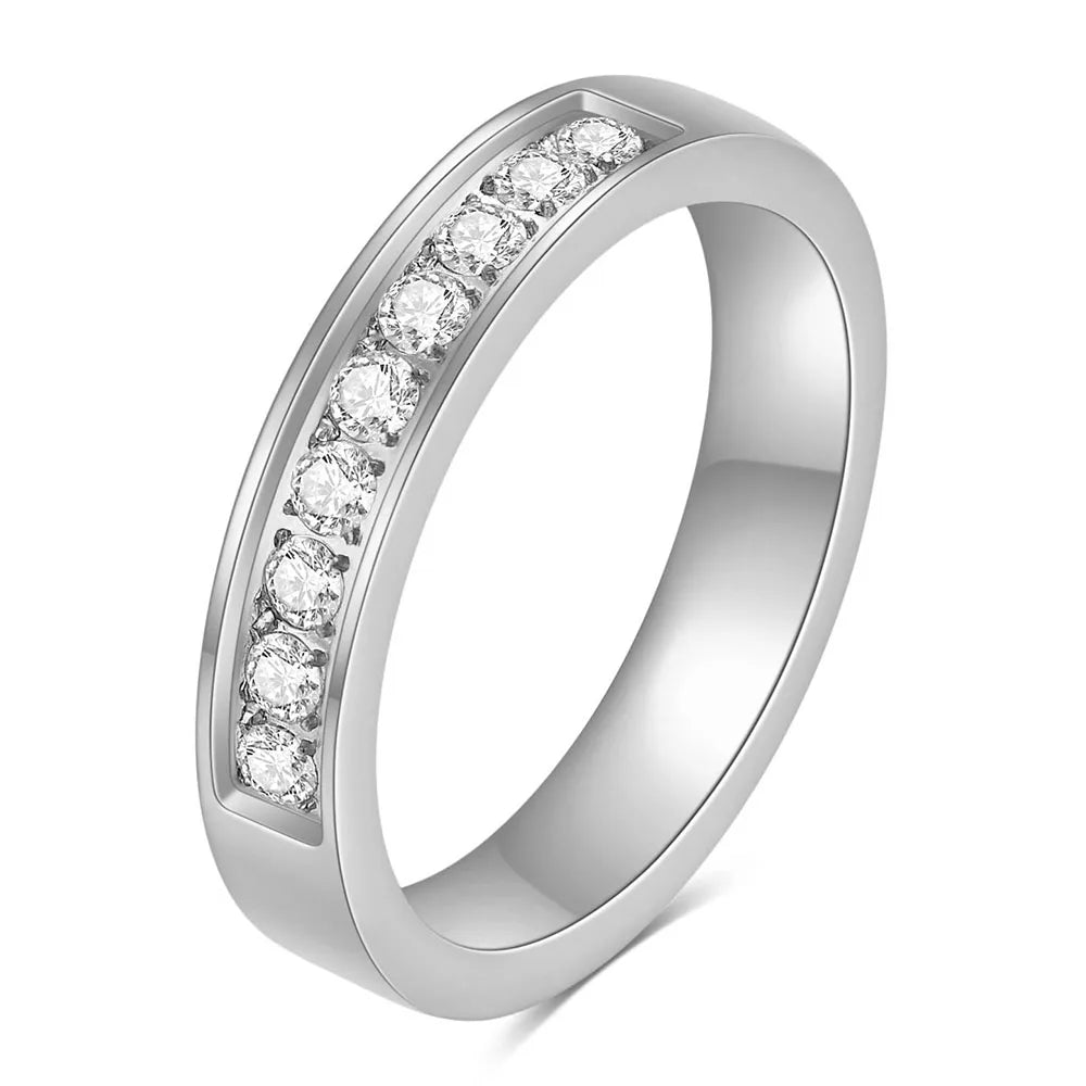 Petites bagues de fiançailles en acier inoxydable pour femmes, serties de canal en Zircon CZ