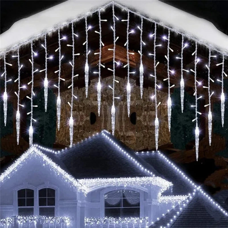 Guirlande de noël LED rideau de glaçons guirlandes lumineuses