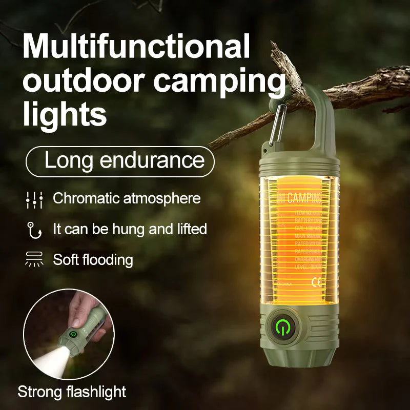 Lampe de Camping multifonctionnelle LED pour l'extérieur, lampe de nuit, lampe de poche Rechargeable, étanche, pour voyage