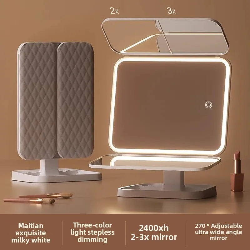 Miroir de maquillage à lampe Led, peut être tourné, trois volets, miroir de beauté haute définition, Compact, intelligent, offre spéciale