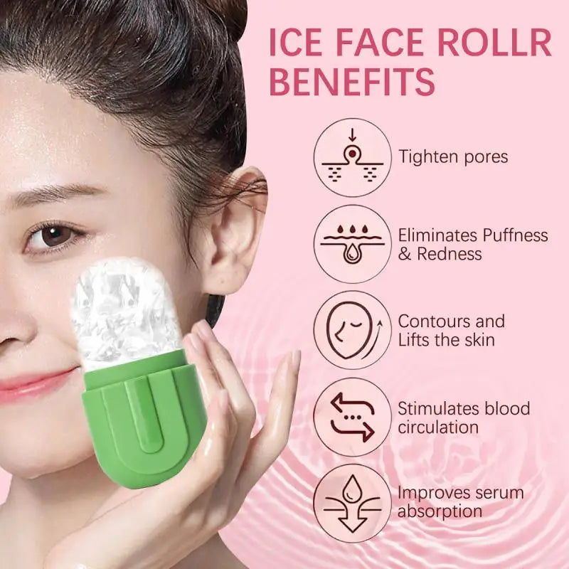 Rouleau de glace à compresse froide pour le visage et les yeux, Massage de beauté, moule à glace en Silicone, outil de soins de la peau du visage rafraîchissant et raffermissant