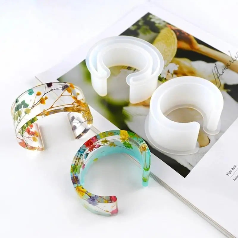 Moules de bracelet en résine, moule de bracelet en silicone, police C, manchette ouverte, élection, examen, bricolage, artisanat, bijoux exécutif