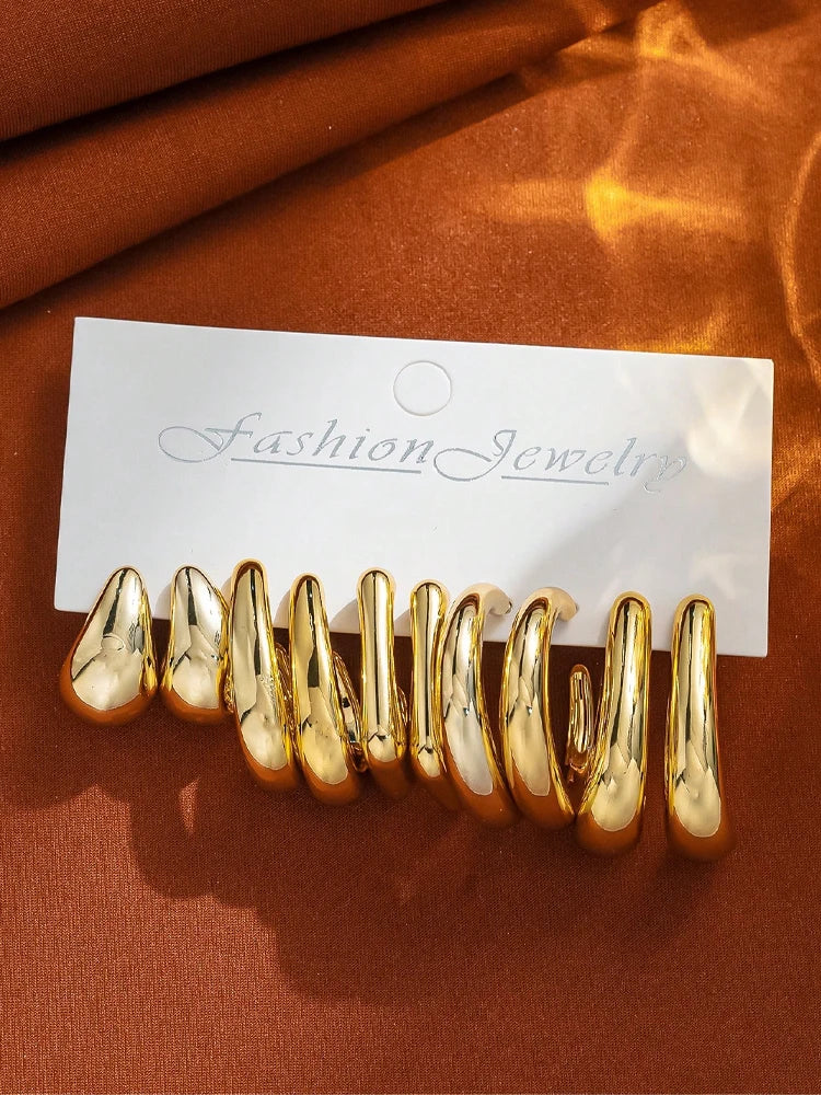 Ensemble de boucles d'oreilles légères en forme de C pour femmes, couleur or, forme asymétrique, CCB, bijoux à usage quotidien, 2/6/20 pièces, 2025