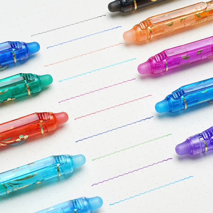 Ensemble de stylos gel effaçables, pointe fine de 0.5mm, stylo magique rétractable, grande capacité, adapté aux fournitures scolaires, 6 pièces, 12 pièces