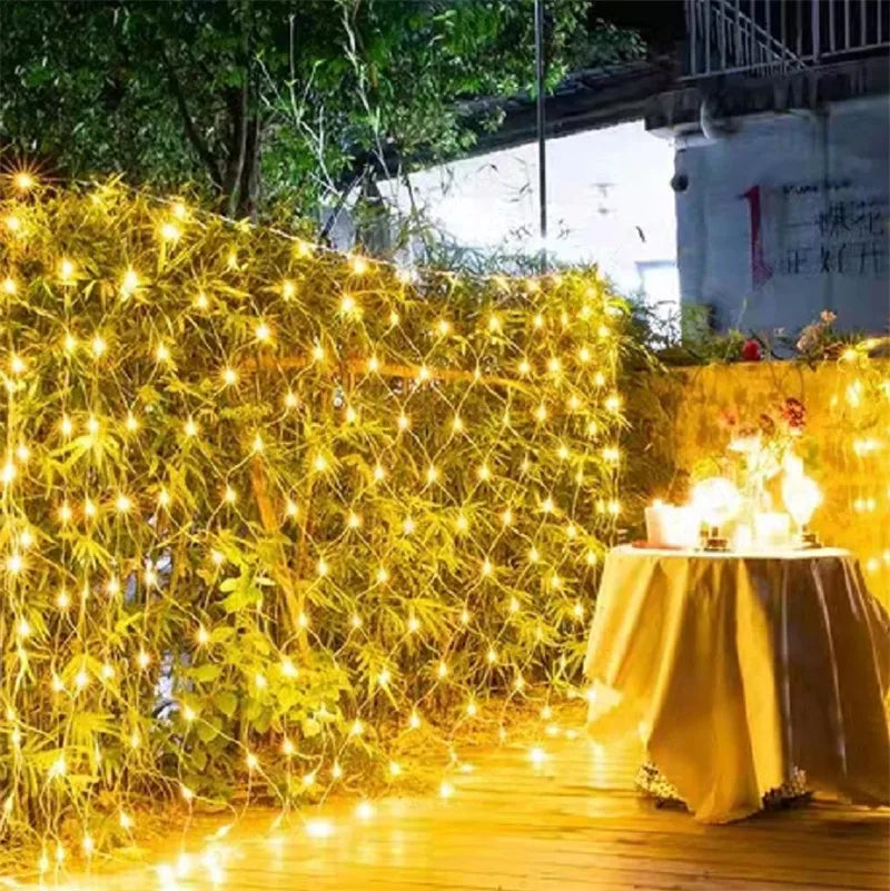 Prise ue Led Net maille chaîne lumières 220V guirlandes de rue décorations de noël en plein air