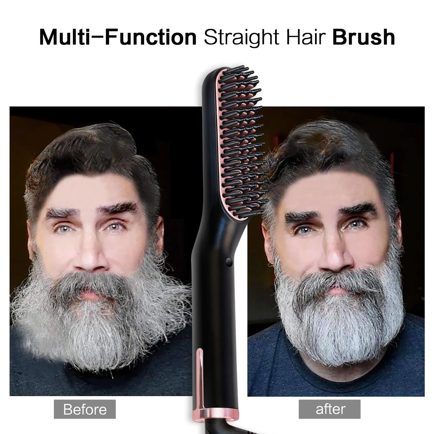 Peigne chauffant pour hommes, lisseur électrique à ions négatifs, brosse à lisser les cheveux, utilisation humide et sèche, Styler rapide