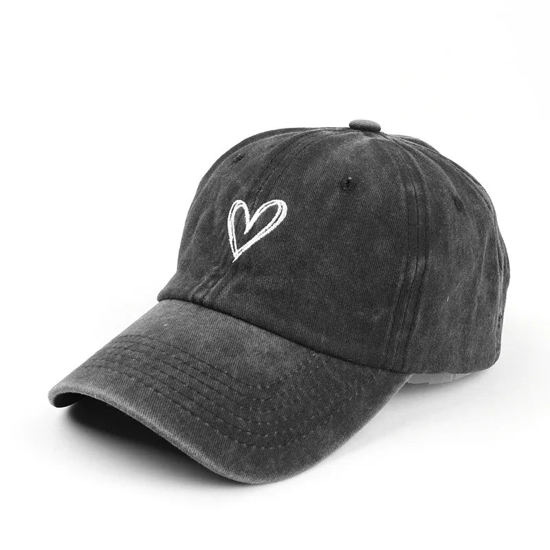 Casquette Homme printemps/été chapeau femme brodé coeur de pêche lavage Denim Baseball chapeau décontracté Version coréenne mince Gorras