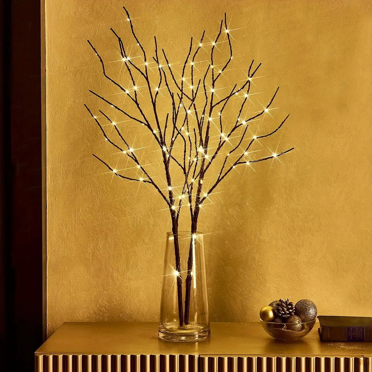 Branches artificielles marron à 50led, 1 pièce, 74cm/29,13 pouces, lumière de décoration intérieure alimentée par batterie pour la maison