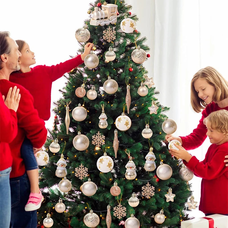 Ensemble d'ornements de boules de Noël, 1 boîte de 3 à 6cm, pendentif suspendu pour arbre de Noël