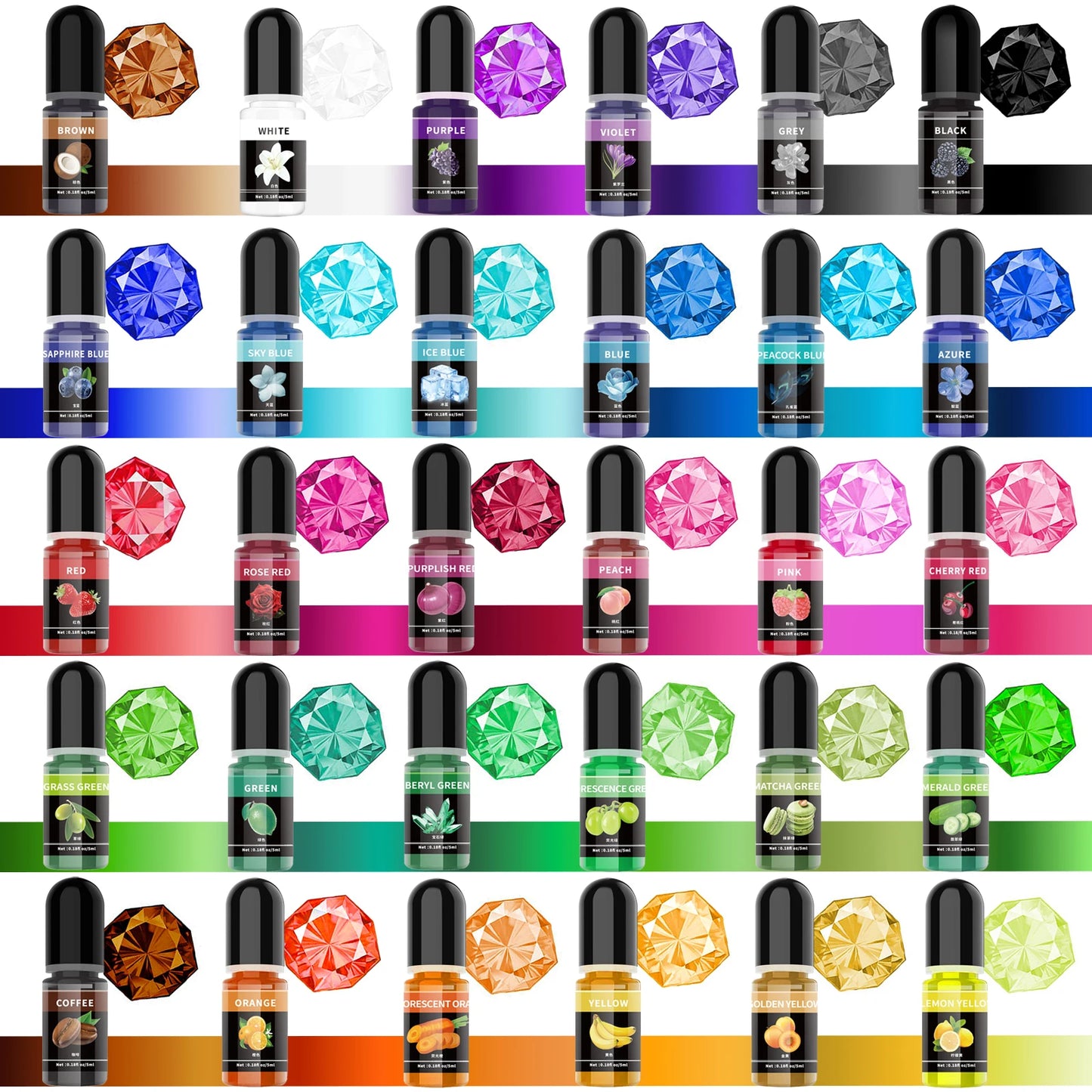 Pigment de résine d'élection xy, liquide, colorant de résine UV, tournant transparent pour résine UV, colle AB, coloration bricolage, fabrication de bijoux d'art, 5ml