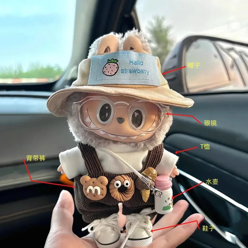 Ensemble de vêtements de poupée Labubu, accessoires de poupée, ensembles multiples en option, outils, appareil photo, salopette, chapeau seau, mignon, fait à la main, de haute qualité