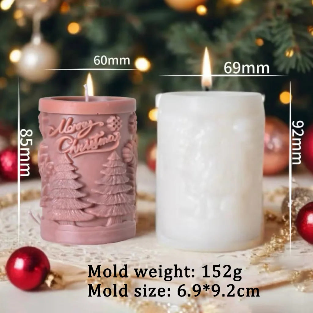 Bonhomme de neige flocons de neige motif bougie cylindrique moule en Silicone joyeux noël