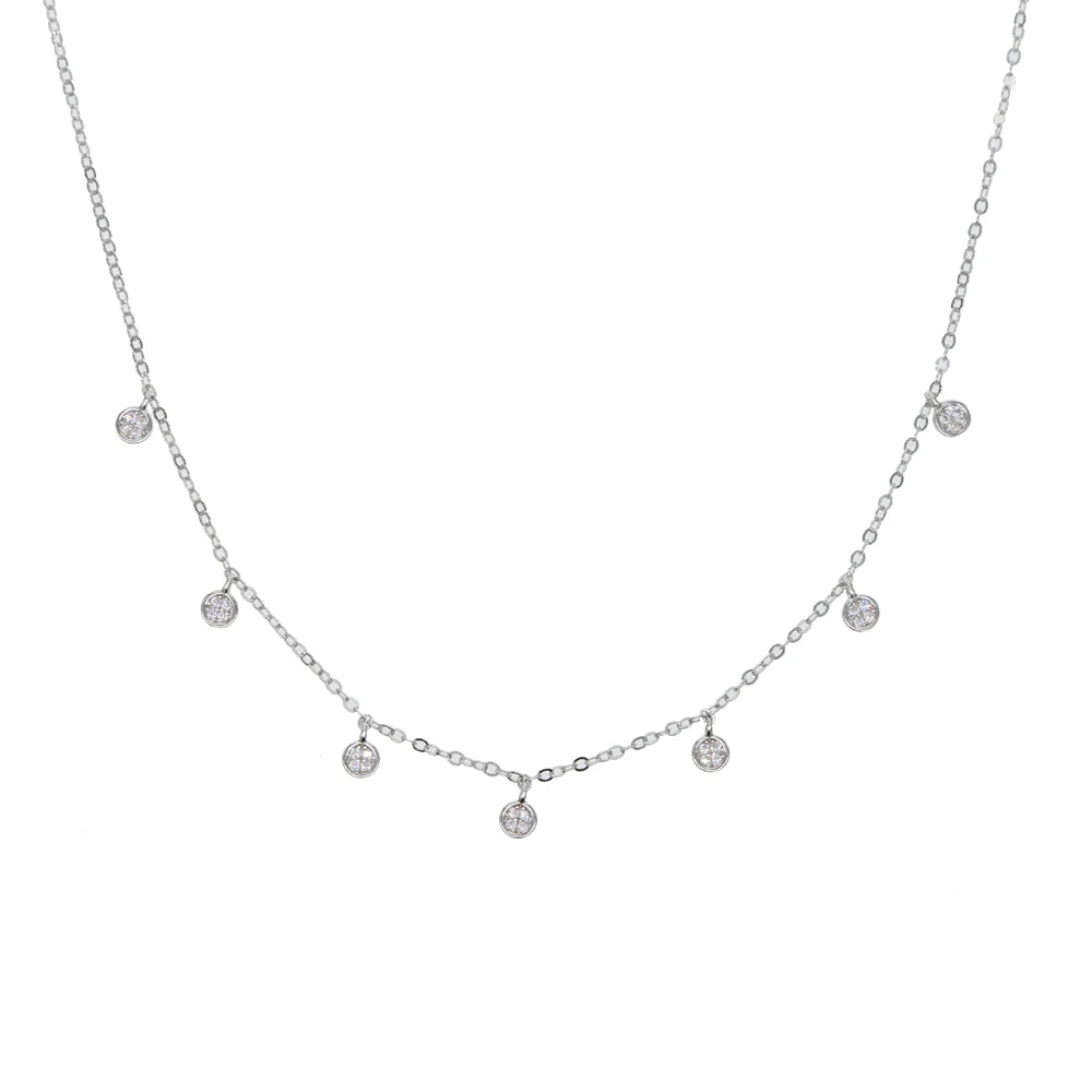 Collier ras du cou en argent Sterling 925 pour femmes, Station CZ transparente, multi-charmes, à la mode, délicat, points Disco, goutte d'eau, pendentif
