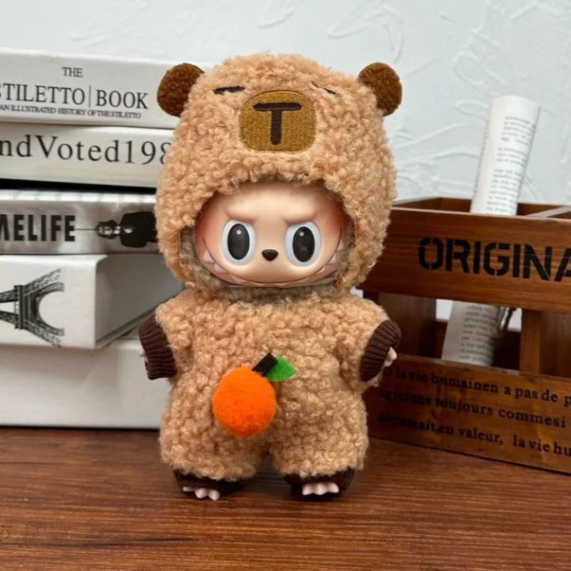 Costume de poupée Labubu mignon 17 Cm, vêtements Labubu, Figurines revêtues de caoutchouc, salopette, robes pour bébé, tenues d'été, cadeau de vacances