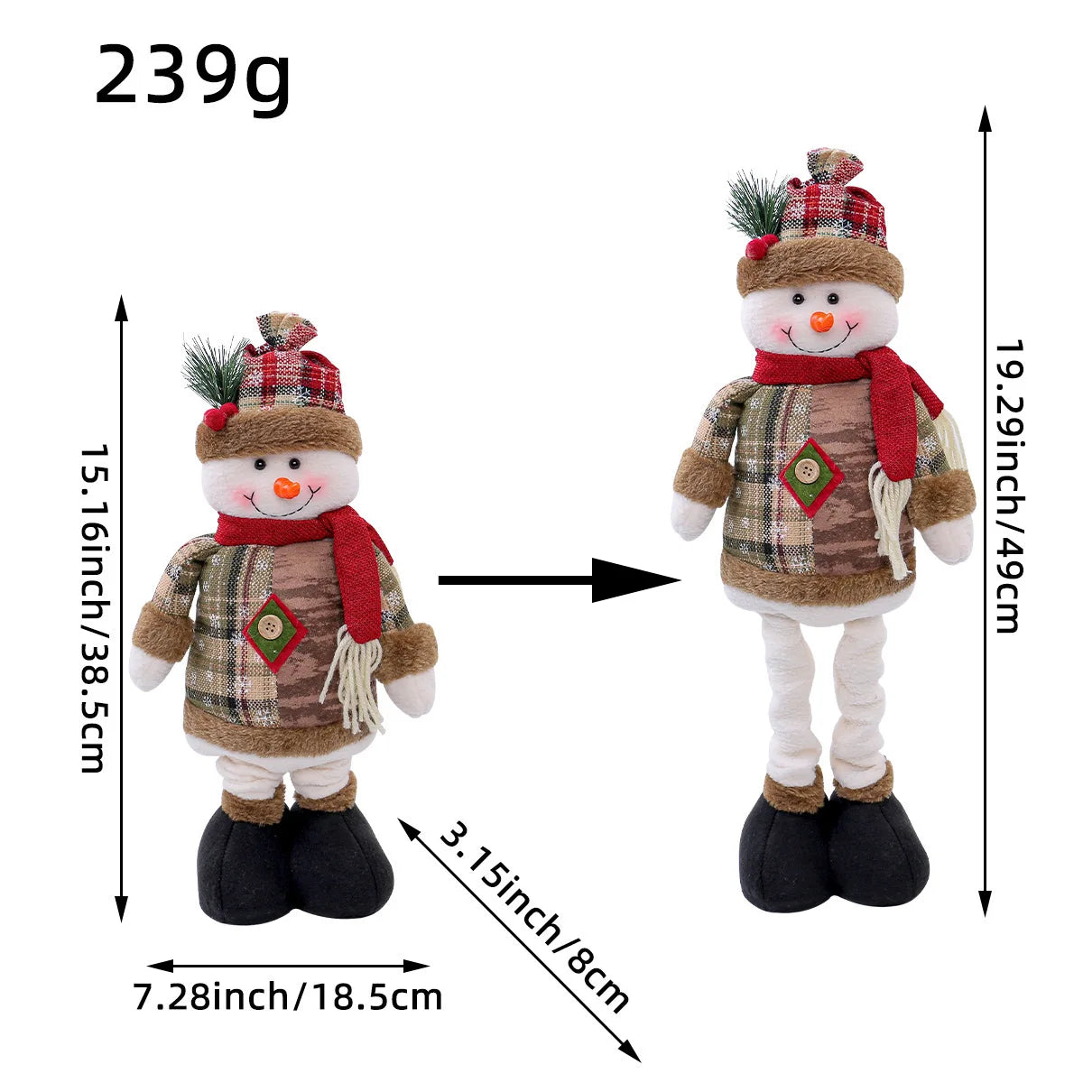 Poupée père noël bonhomme de neige Elk, peluche extensible