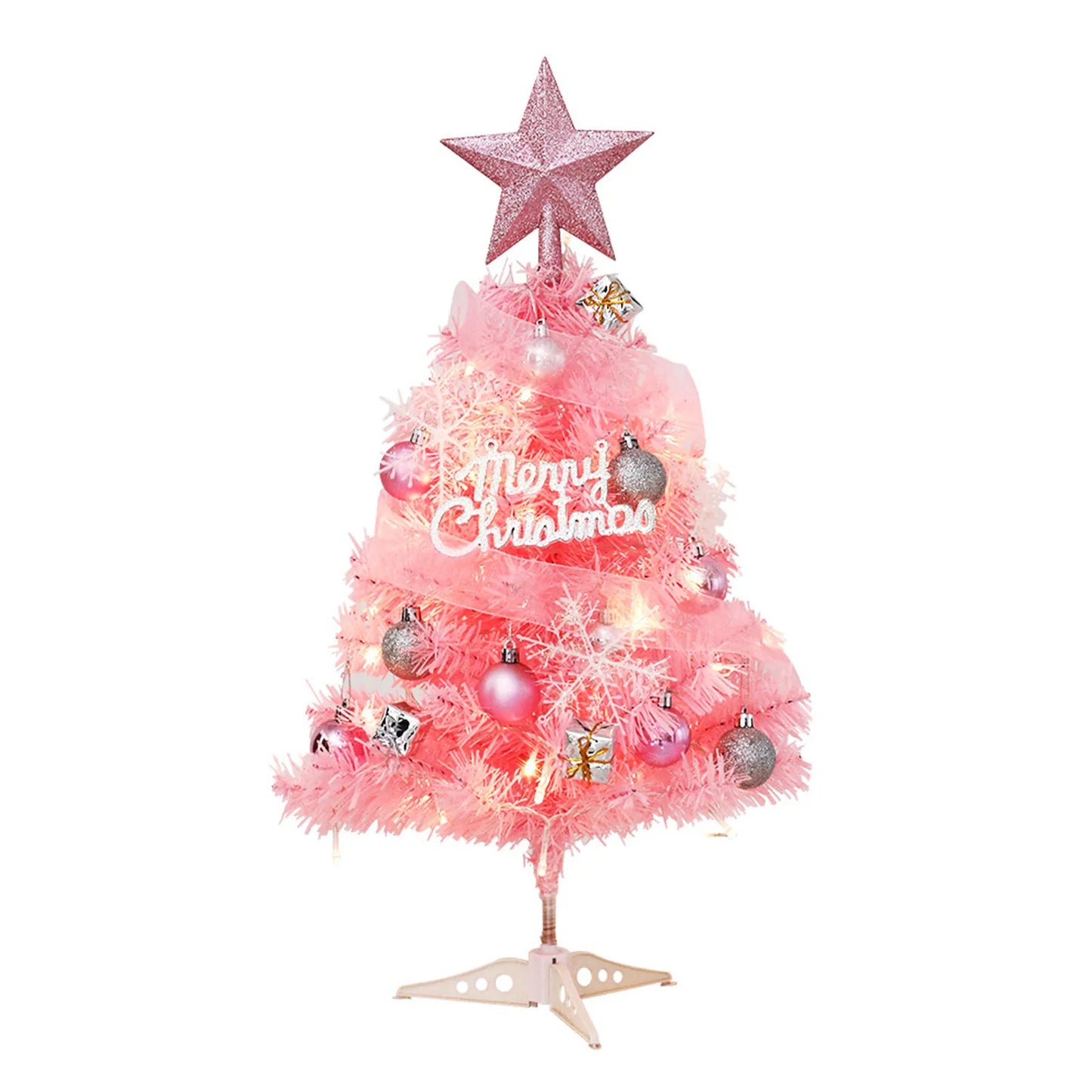 Ensemble d'arbre de noël rose Mini 60cm 45cm, petit décor de table