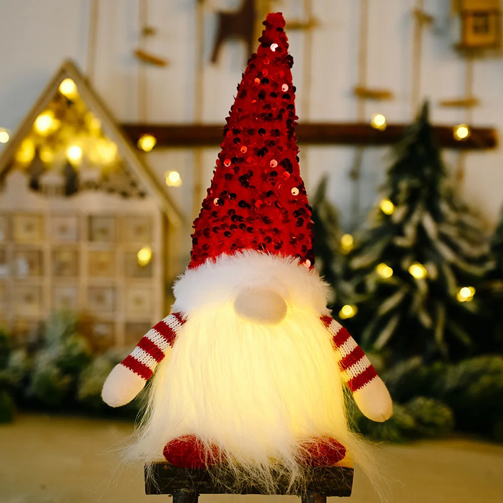 Gnome elfe avec lumière LED, décorations de Noël pour la maison