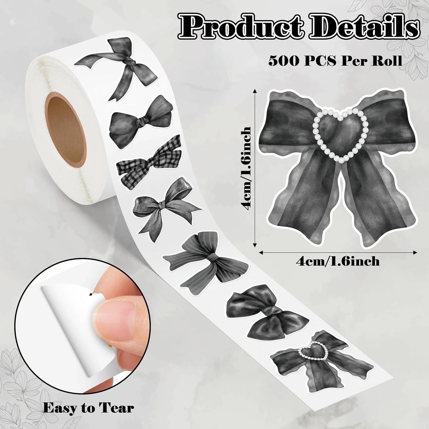 500 pièces/1 rouleau dessin animé arc autocollant étiquette décoration scellage boîte-cadeau autocollant étiquette papeterie autocollant