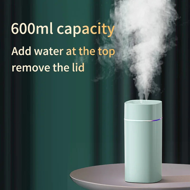 Humidificateur d'air USB, Double Port de pulvérisation, huile essentielle, 600ml, aromathérapie, brumisateur frais, purifie pour le bureau et la maison