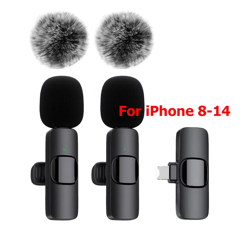 Microphone Lavalier sans fil, enregistrement Audio et vidéo, Mini micro pour iPhone, Android, ordinateur portable, jeu en direct, téléphone portable