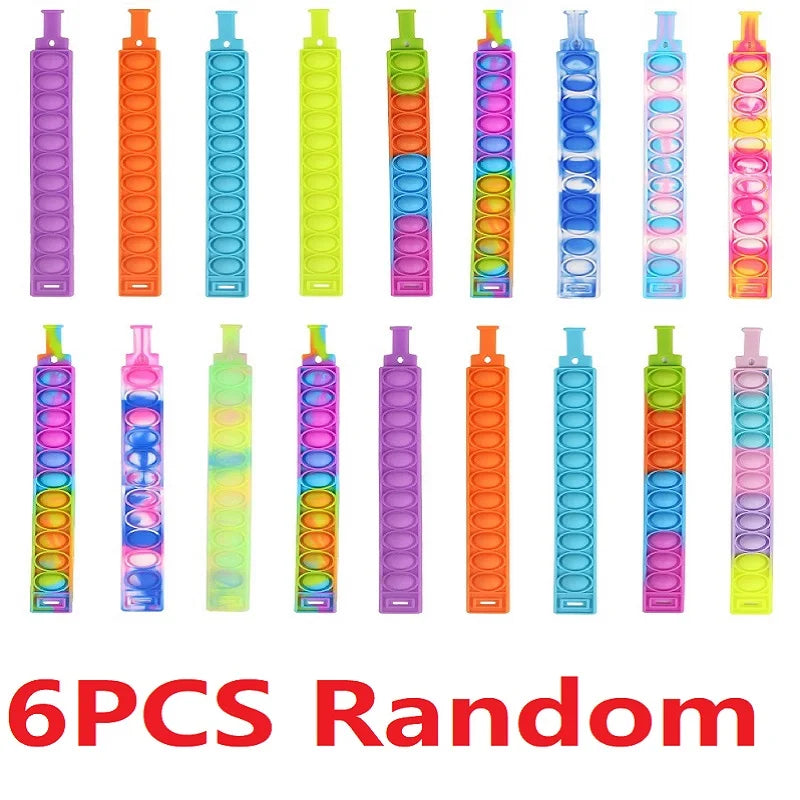 Ensemble de 6 bracelets fidget dotés de bulles à presser, conçus pour favoriser la relaxation et réduire l'anxiété