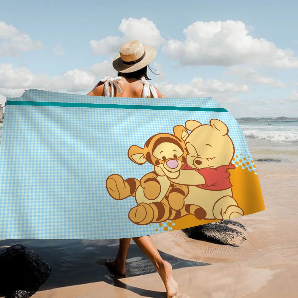 Winnie l'ourson ours serviette de plage dessin animé mignon été enfants grande piscine serviette de plage microfibre absorbant pour voyage de natation