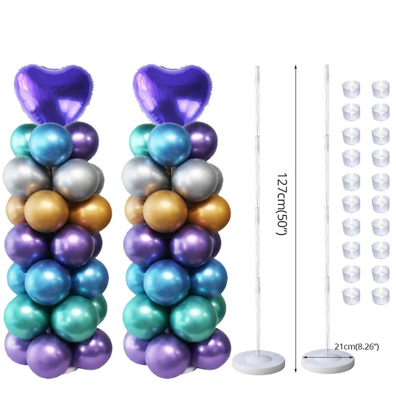 Support de colonne de ballons réglable en métal, avec Base en plastique, pour décoration de mariage, anniversaire, fête prénatale, 1/2 ensembles