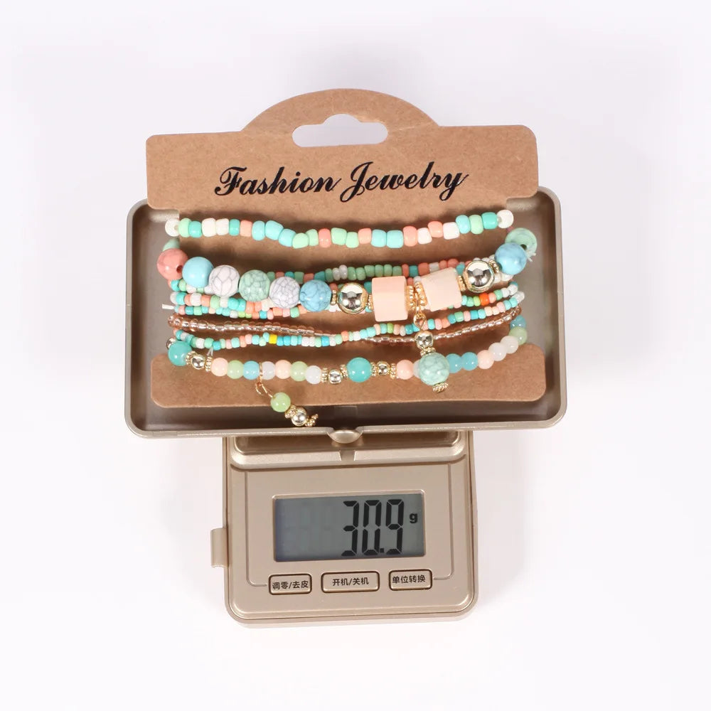 Ensemble de bracelets bohème en perles faites à la main pour femmes, chaîne de perles colorées d'été, accessoires de bijoux Boho pour hommes