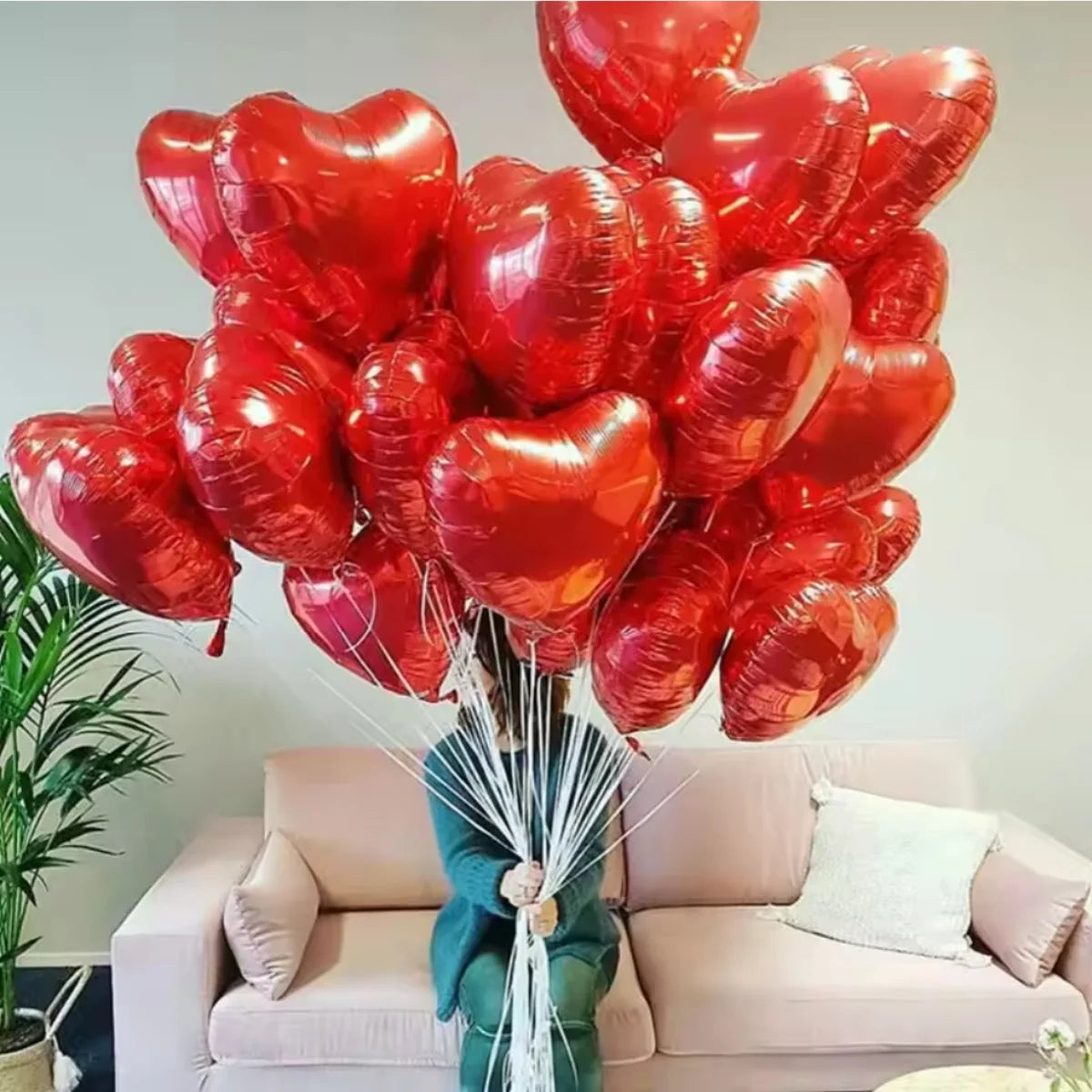 Ballons en forme de cœur rouge en aluminium, 50/100 pièces, 5/10/18 pouces