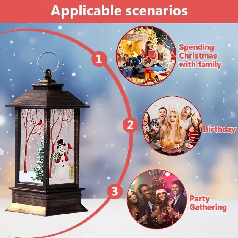 Lanterne de Noël, bonhomme de neige, élan, veilleuse