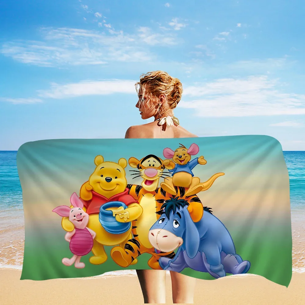 Winnie l'ourson ours serviette de plage dessin animé mignon été enfants grande piscine serviette de plage microfibre absorbant pour voyage de natation