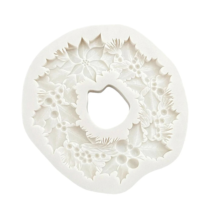 Couronne de Poinsettia en feuille de houx, moule de noël en Silicone pour Sugarcraft, biscuits, Cupcake, cuisson au chocolat, Fondant