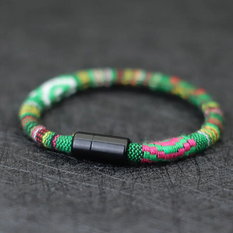 Bracelet bohème Tissu hommes Magentic porte-bonheur