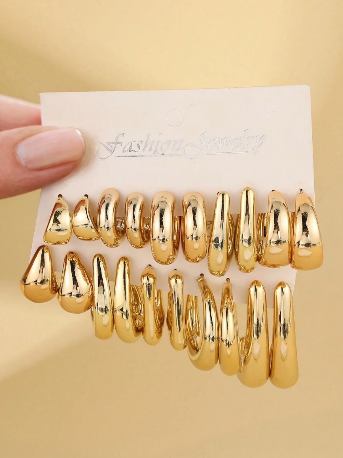 Ensemble de boucles d'oreilles légères en forme de C pour femmes, couleur or, forme asymétrique, CCB, bijoux à usage quotidien, 2/6/20 pièces, 2025