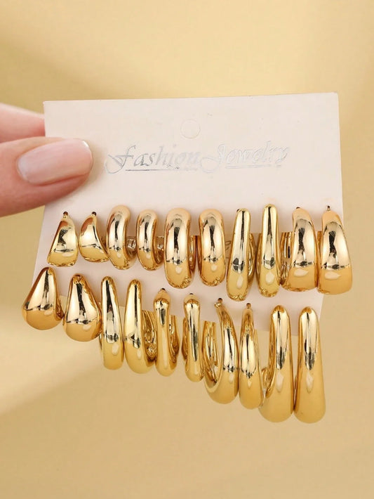 Ensemble de boucles d'oreilles légères en forme de C pour femmes, couleur or, forme asymétrique, CCB, bijoux à usage quotidien, 2/6/20 pièces, 2025
