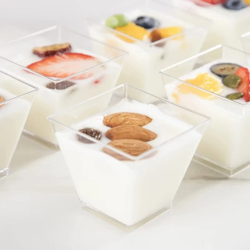 Gobelets à Dessert jetables transparents de 60ml, Mini tasses trapézoïdales, conteneurs pour desserts de fête de Restaurant, crème glacée, 10/20 pièces.