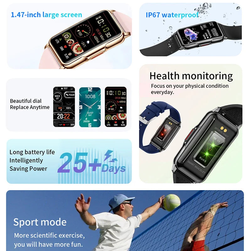 Pour Android IOS Bracelet intelligent  Smartwatch fréquence cardiaque sang oxygène étanche Sport Bracelet intelligent montre