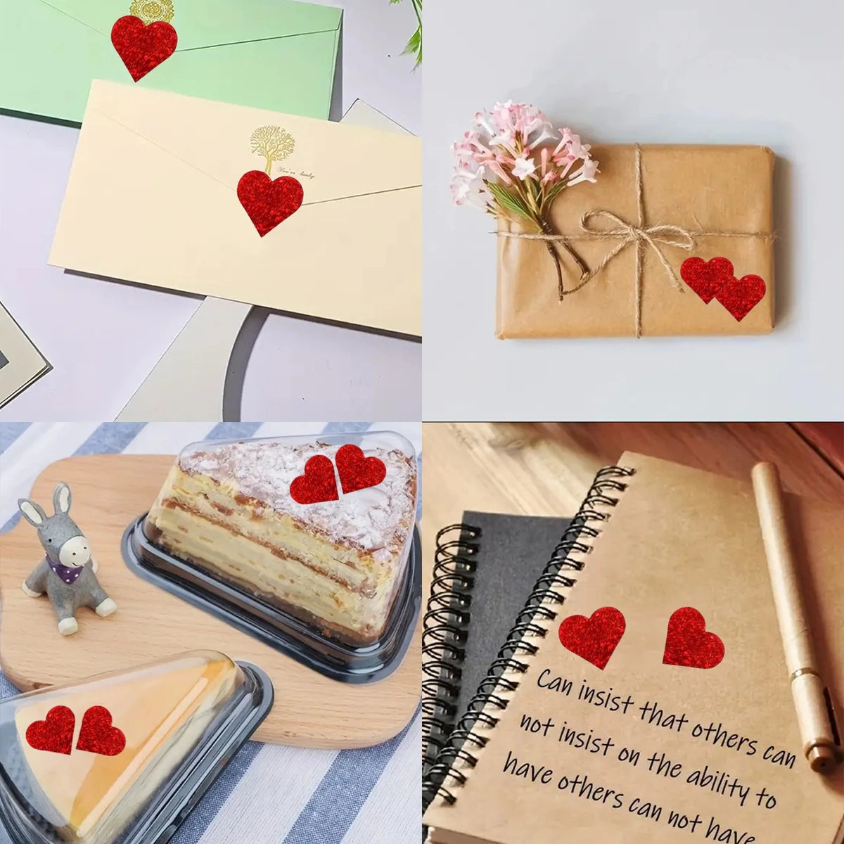 Autocollants cœur rouge pour la saint-valentin, 100 à 500 pièces, 2.5cm, pour emballage de pâtisserie, sceaux d'enveloppe, autocollants décoratifs d'amour