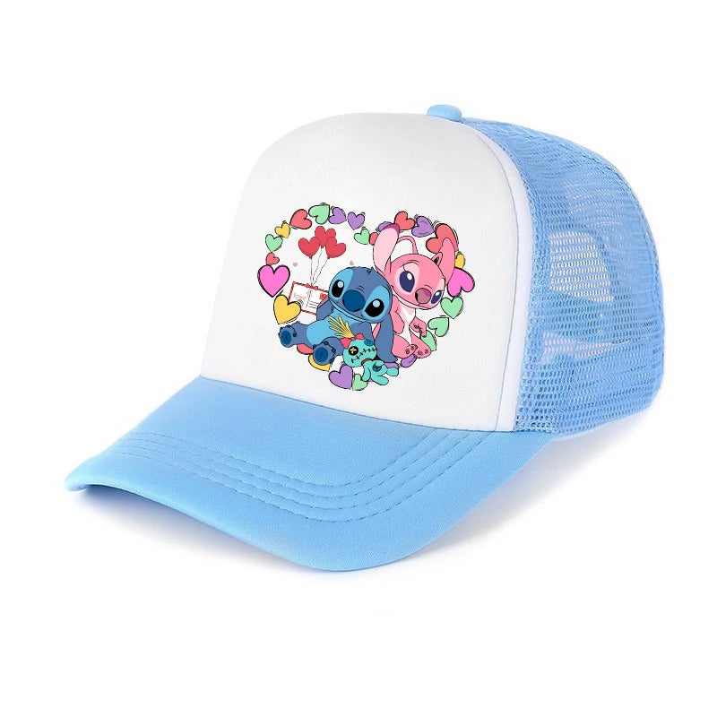 Casquette de baseball Stitch pour garçons et filles, chapeau de soleil en maille imprimé hip-hop décontracté unisexe à protection réglable, chapeau classique à visière en coton