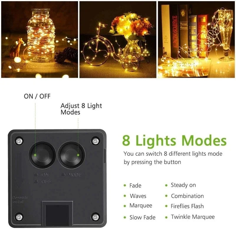7m/12m/22m/32m LED Solar Light Outdoor Garden Fairy String Light Led Twinkle Waterproof Lamp for Christmas Patio Tree Party