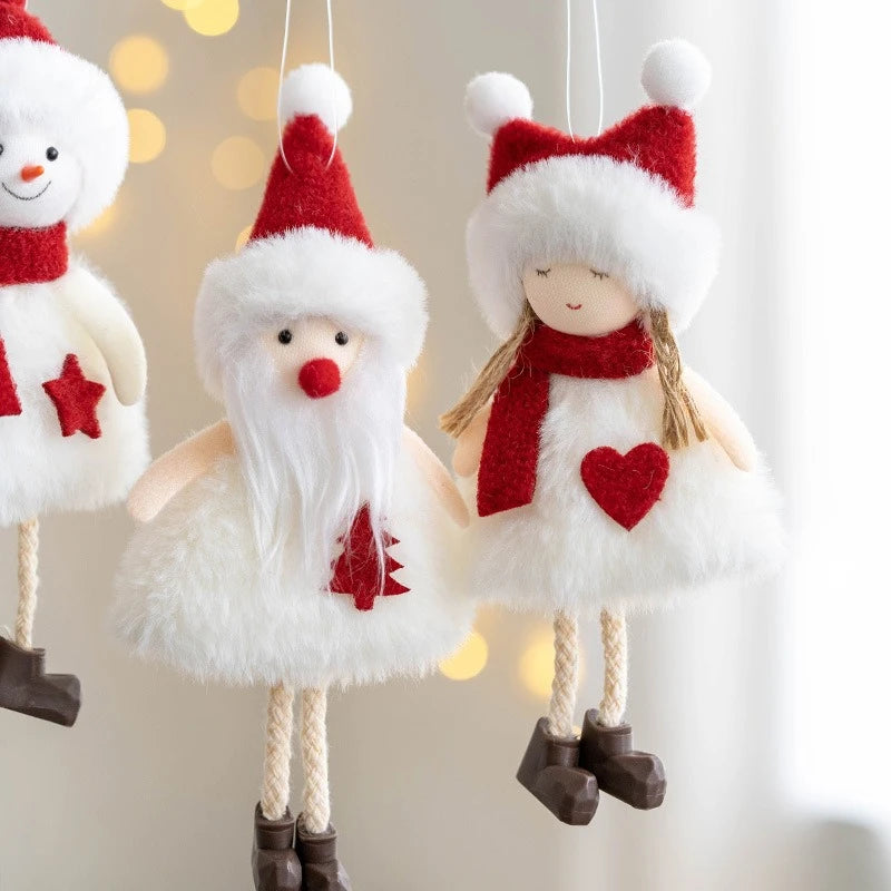 Poupées en peluche de Noël suspendues, ornements d'arbre de Noël, pendentif mignon bonhomme de neige d'élan