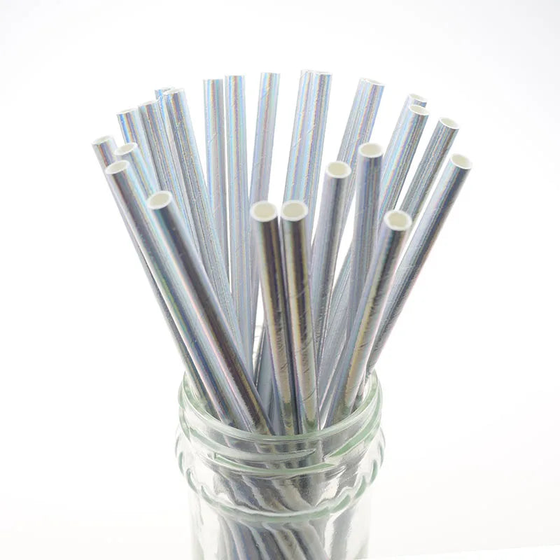 Lot de 25 pailles en papier noir, motif étoiles, rayures, moustache, zèbre, pour décoration de fête prénatale, mariage, anniversaire, Halloween